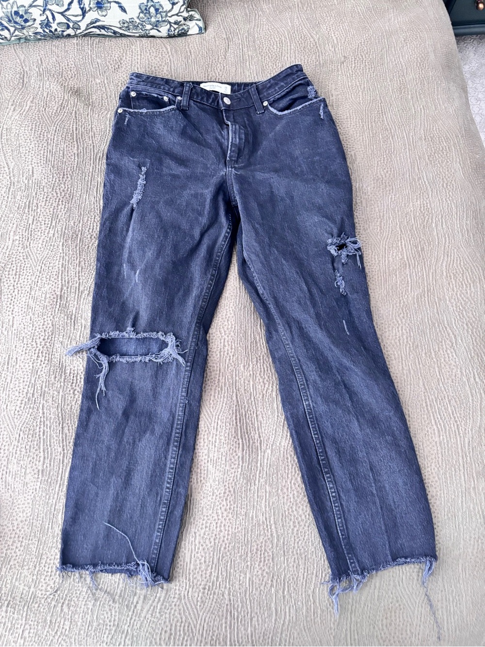 Abercrombie and Fitch Curve Love cropped distressed High-Rise Women's Jeans